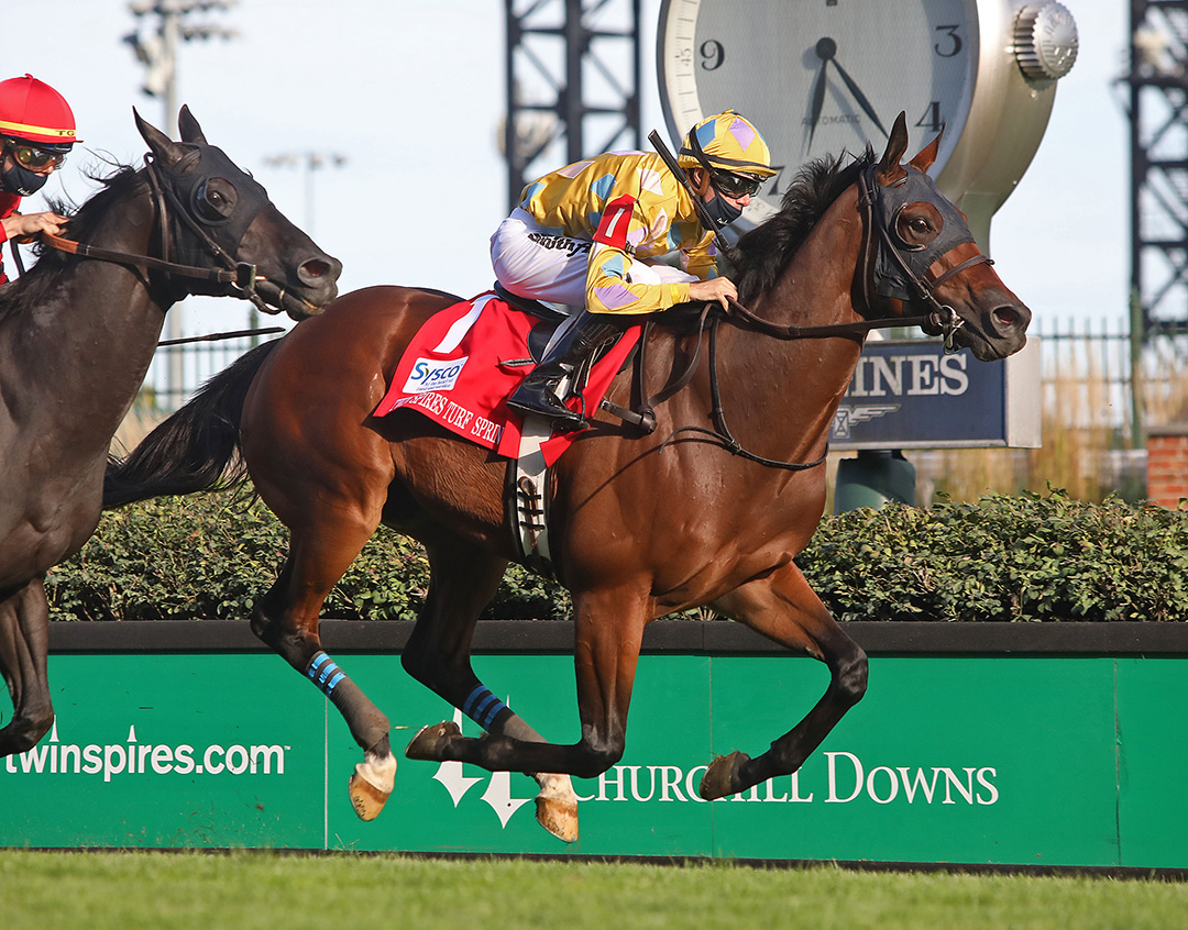 Diamond Oops wins the 2020 Twin Spires Turf Sprint at Churchill Downs