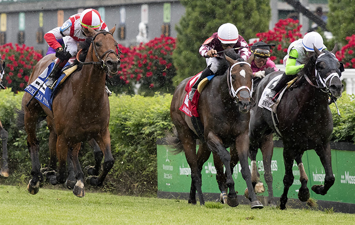 A Thread of Blue finishes second in the All American Turf Classic
