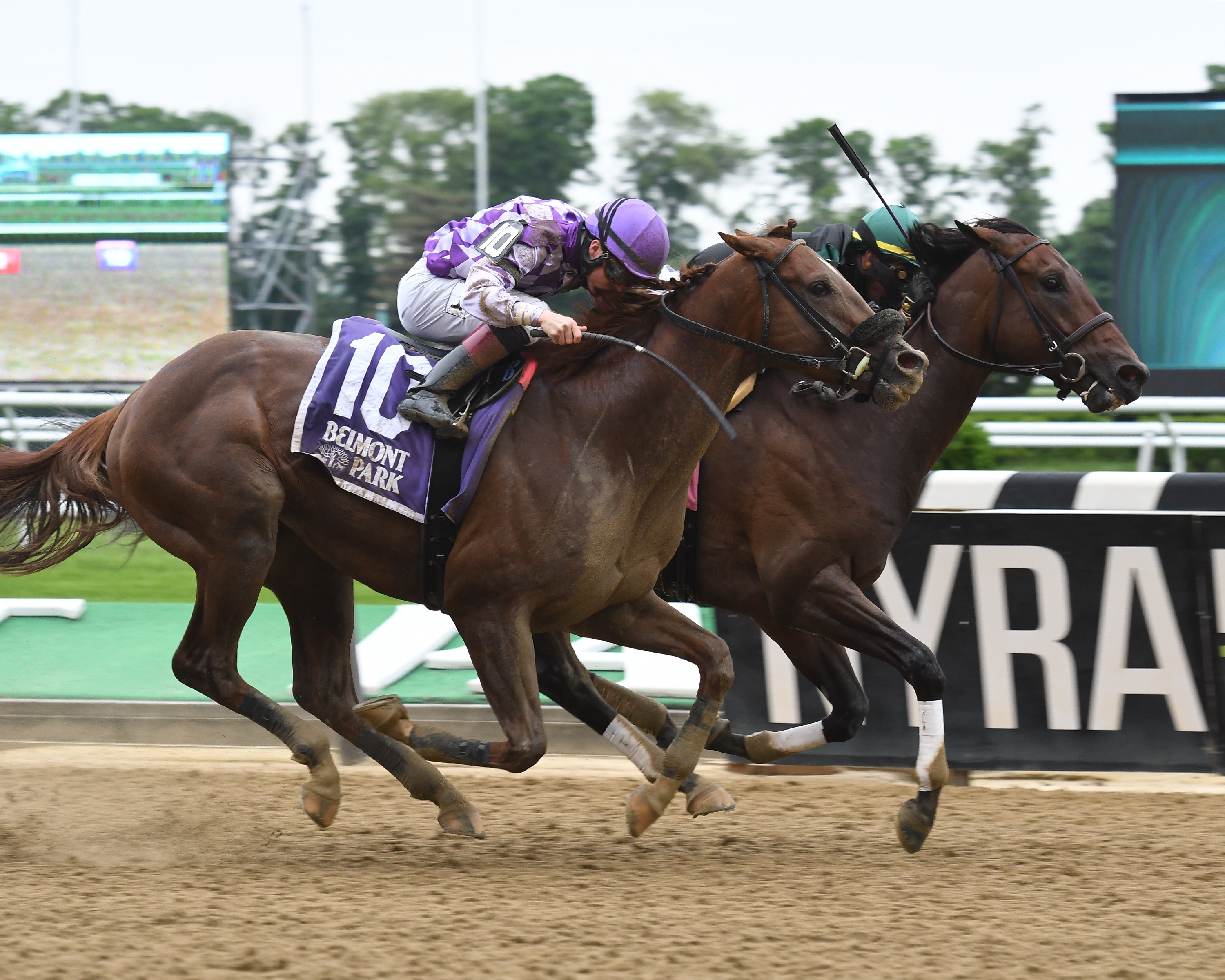 Pat On the Back (left) finishes second to Diversify in the 2018 Commentator Stakes