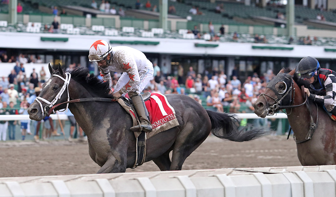 Double Thunder wins the 2021 Sapling Stakes at Monmouth Park