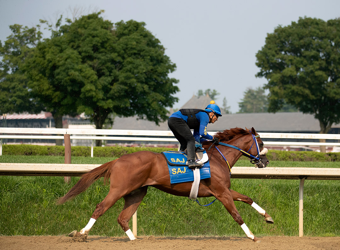 Drain the Clock trains at Saratoga Race Course on July 26