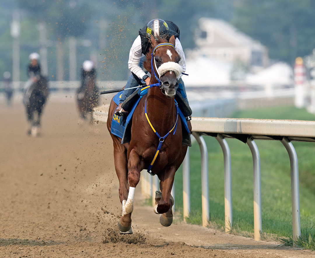 Drain the Clock trains at Saratoga Race Course on July 20