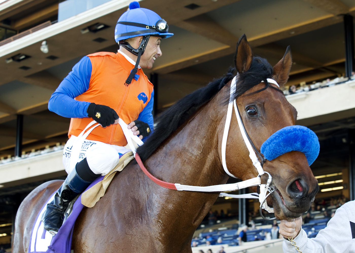 Dressed in Hermes after winning the Cecil B. Demille