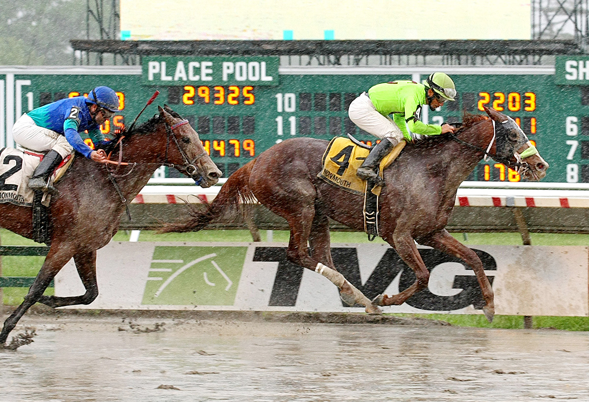 Drop Dead Red wins the Politely Stakes