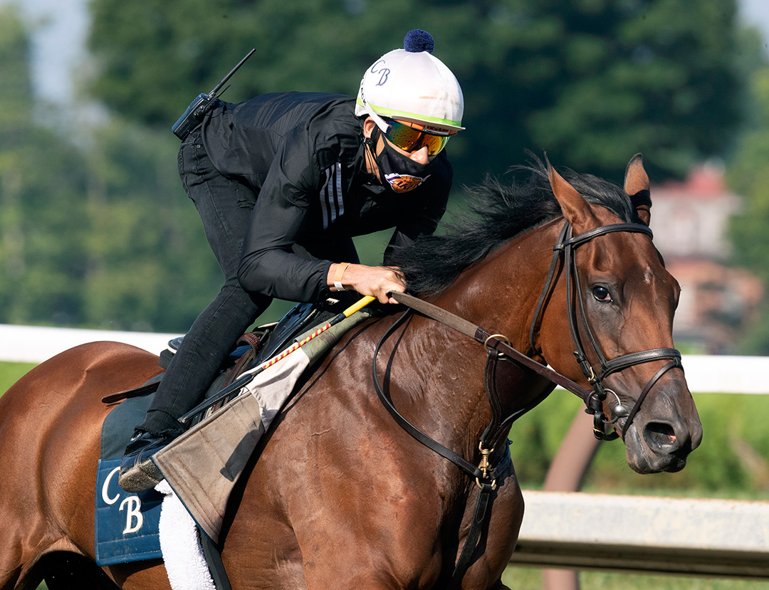 Dunbar Road trains at Saratoga Race Course on Aug. 23