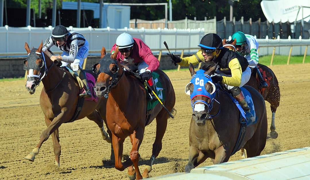 Eastern Bay (right) wins the 2020 Polynesian Stakes at Laurel Park