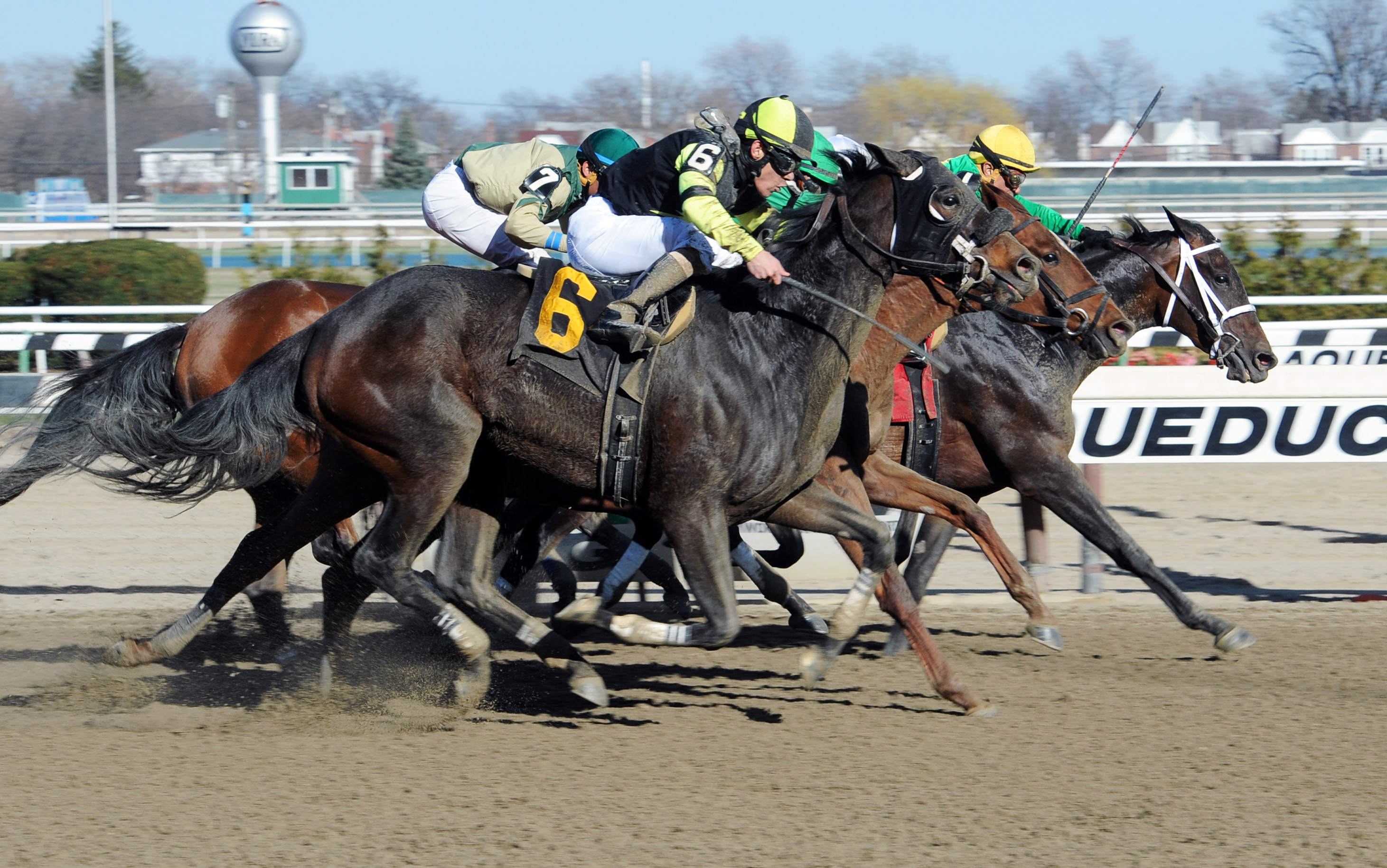 Easy Living wins an allowance race in a blanket finish