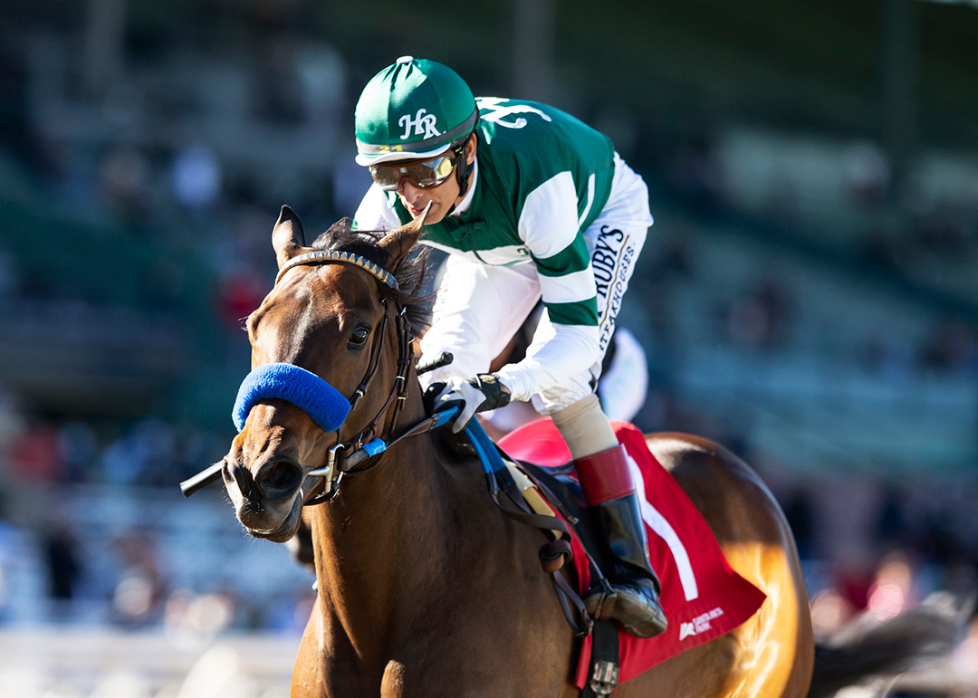 Edgeway wins the 2022 Kalookan Queen Stakes at Santa Anita