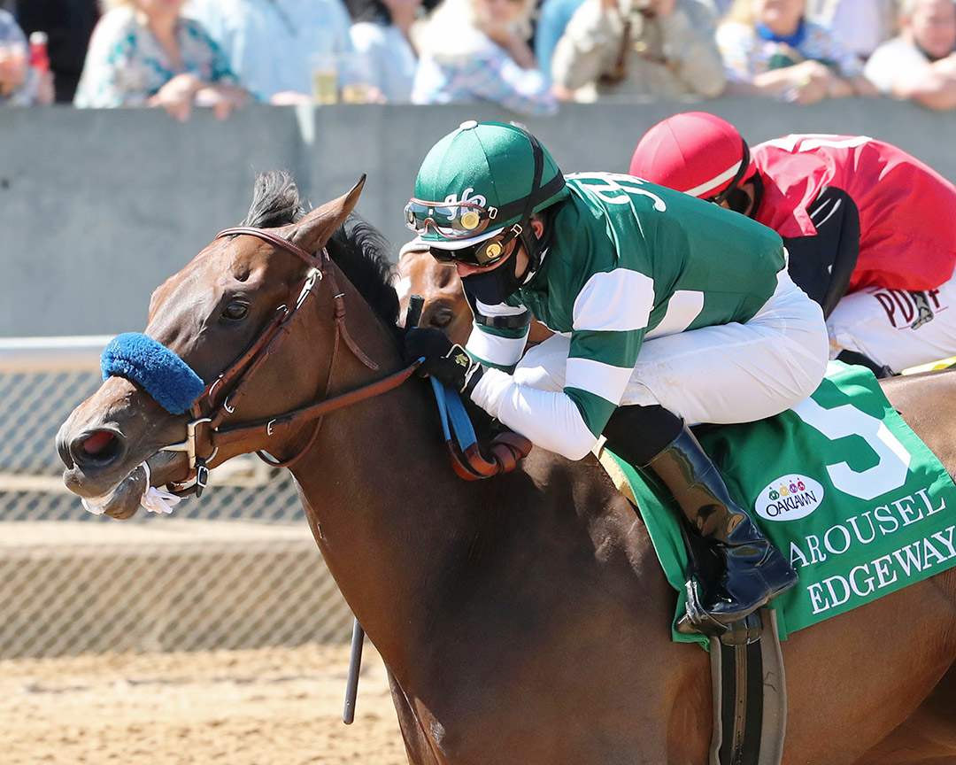 Edgeway wins the 2021 Carousel Stakes at Oaklawn Park