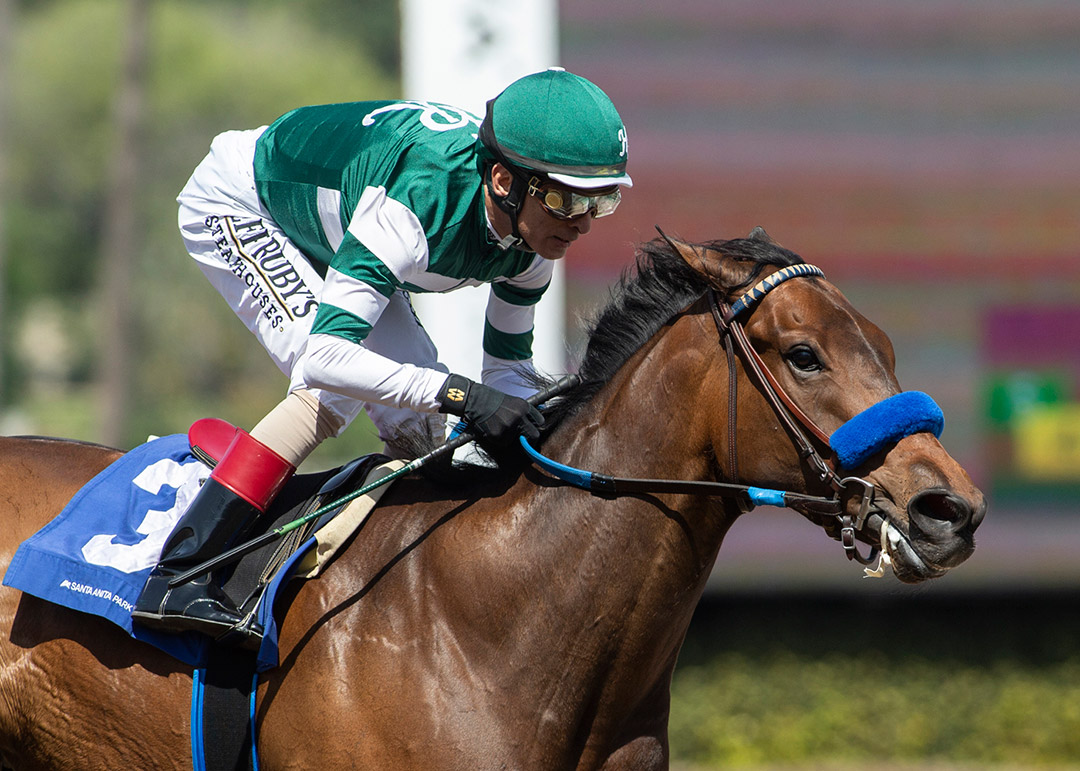 Edgeway wins the 2022 Las Flores Stakes at Santa Anita