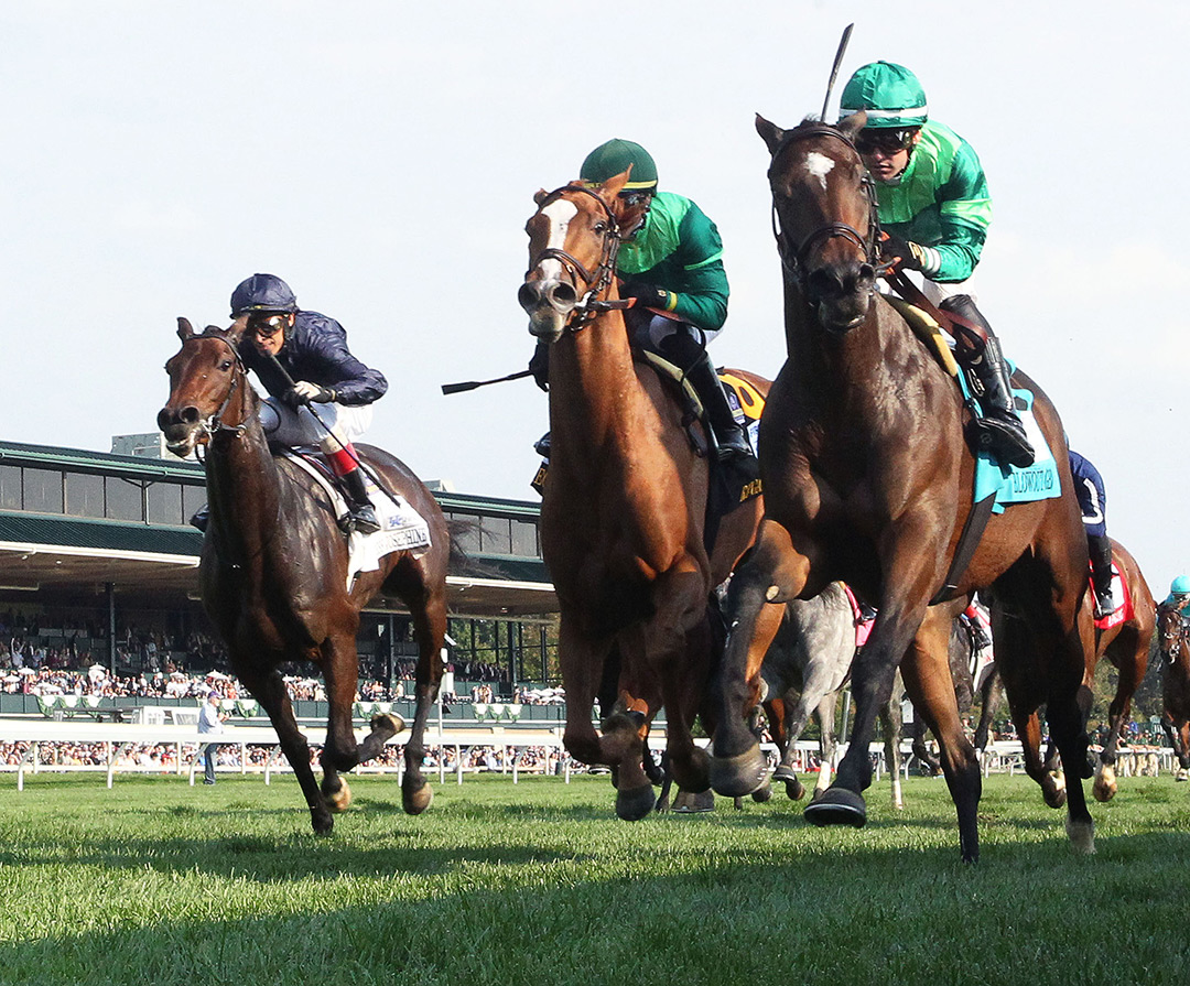 Empress Josephine (far left) finishes third in the First Lady Stakes at Keeneland