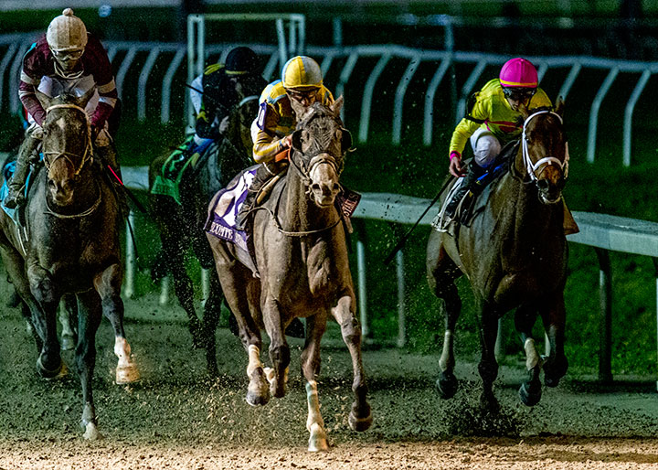Enforceable wins the 2020 Lecomte Stakes at Fair Grounds