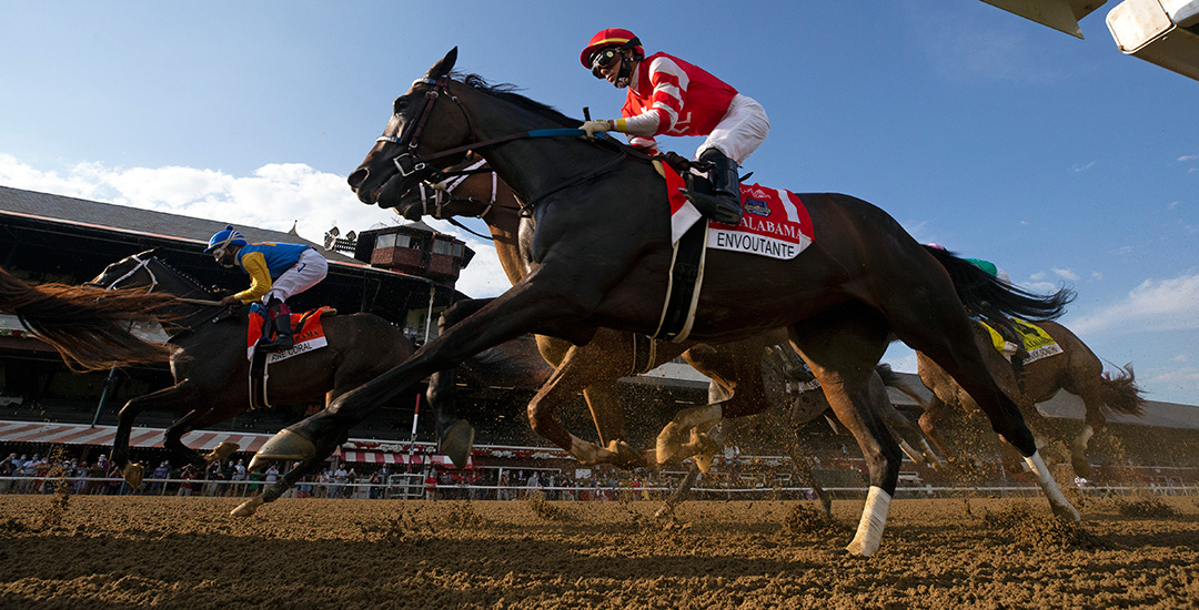Envoutante finishes fourth in the Alabama Stakes at Saratoga Race Course
