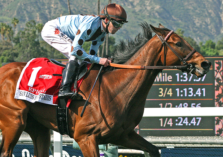 Epical wins the 2019 San Luis Rey Stakes