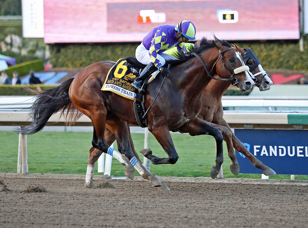 Express Train (No. 6) wins the 2022 Santa Anita Handicap at Santa Anita