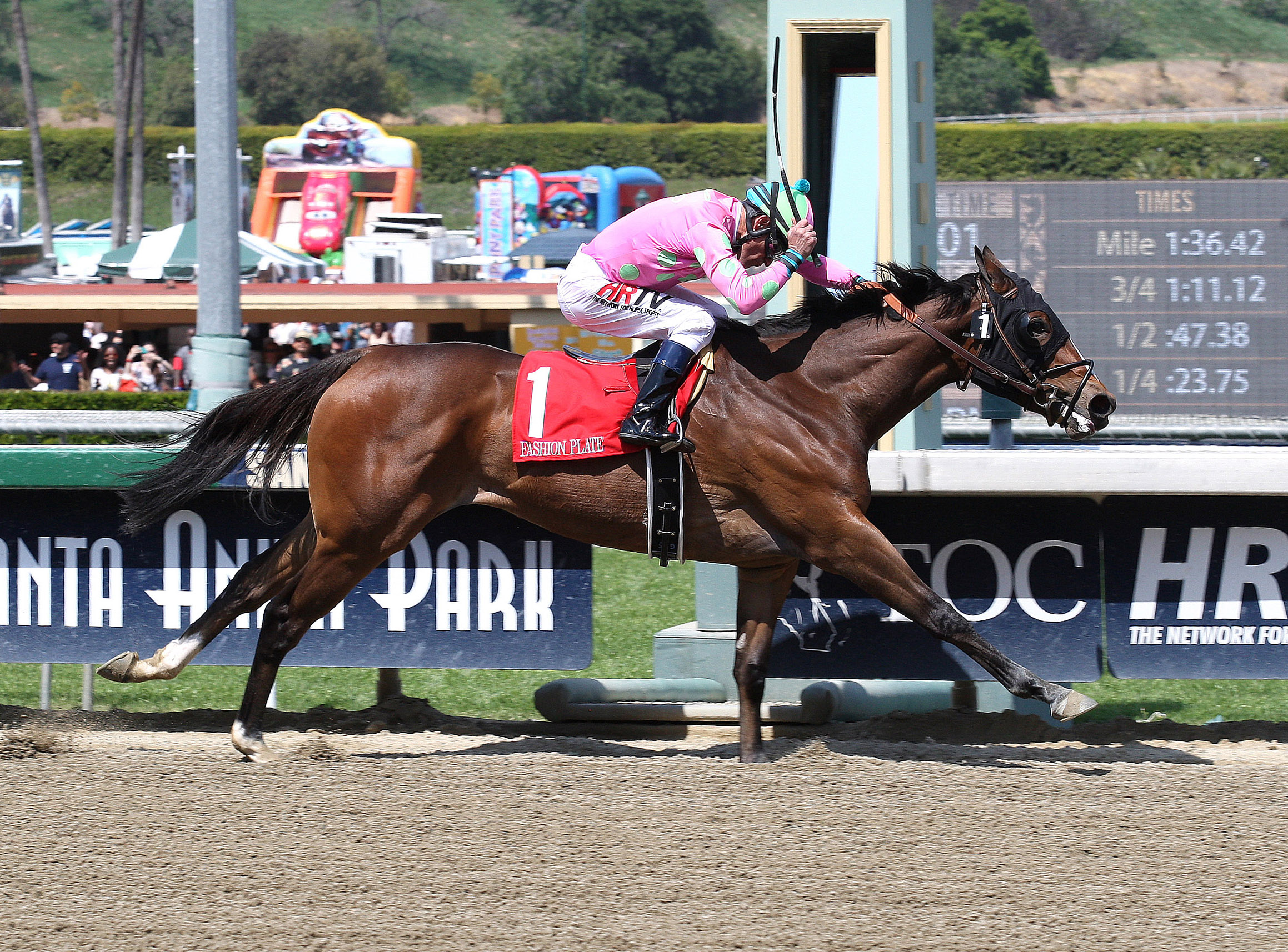 Fashion Plate wins the Santa Anita Oaks