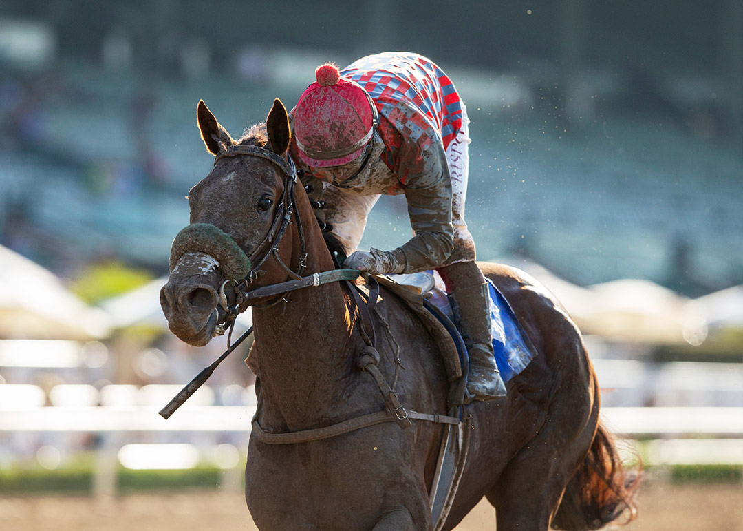 Fi Fi Pharoah wins the 2021 Melair Stakes at Santa Anita Park