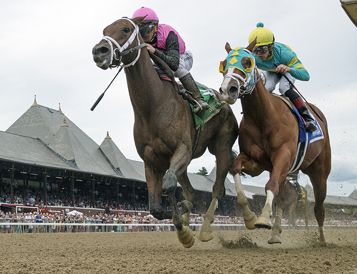 Time Limit (right) finishes second in the Seeking the Ante Stakes at Saratoga Race Course