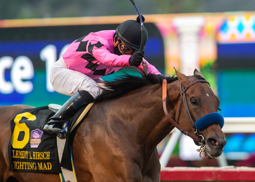 Fighting Mad wins the 2020 Clement L. Hirsch Stakes at Del Mar