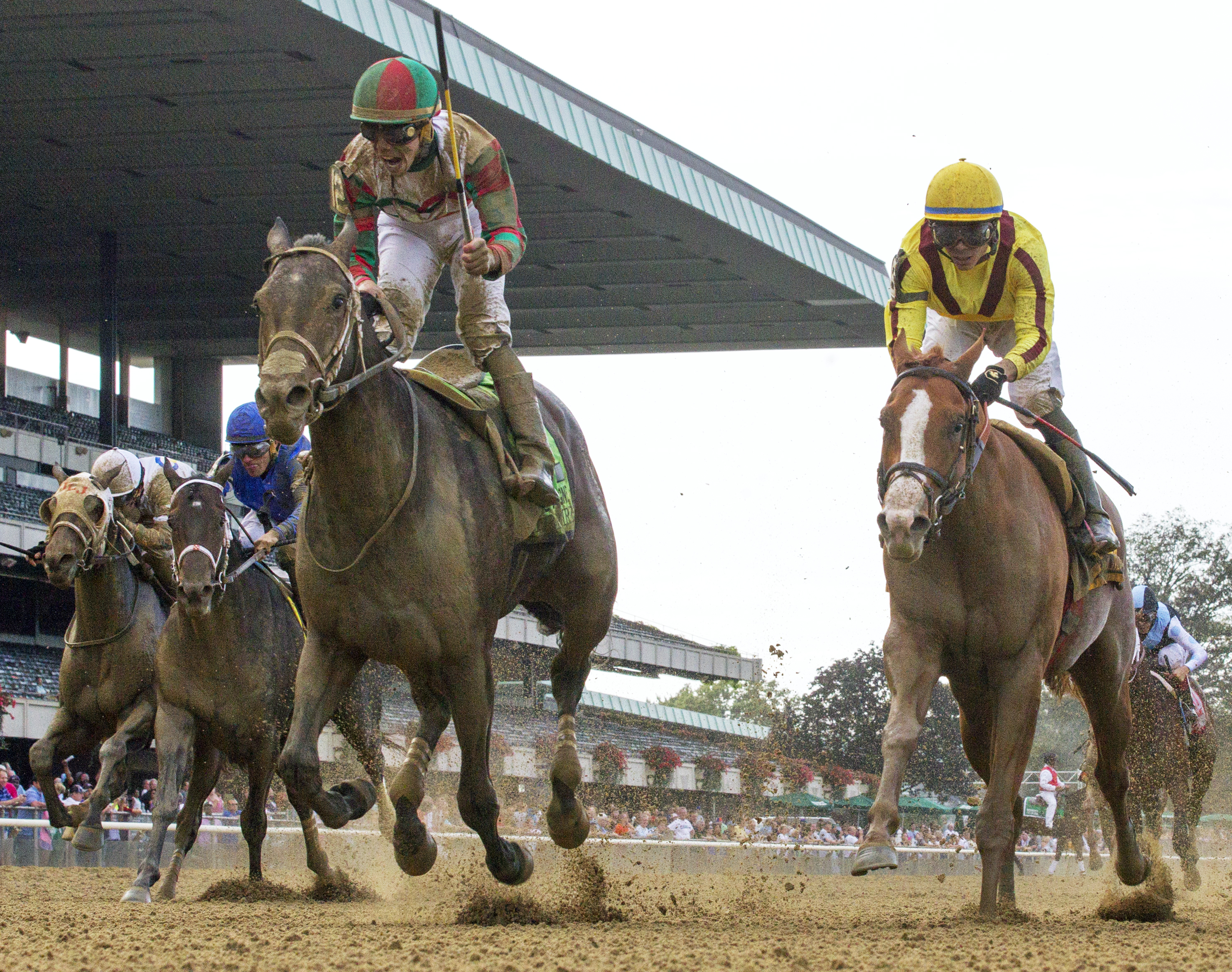 Firenze Fire (#12) wins the 2017 Champagne Stakes