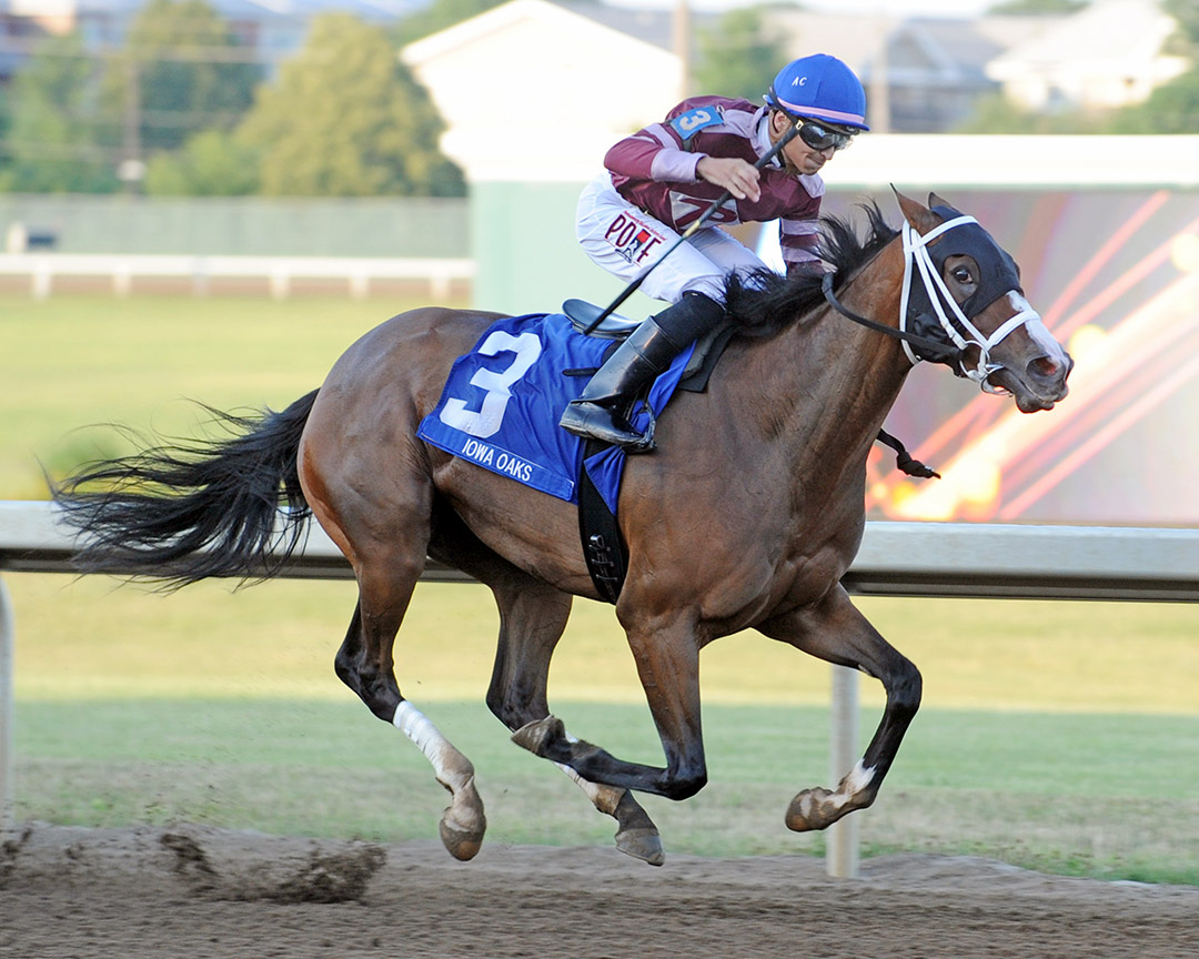 Flat Out Speed wins the 2020 Iowa Oaks at Prairie Meadows