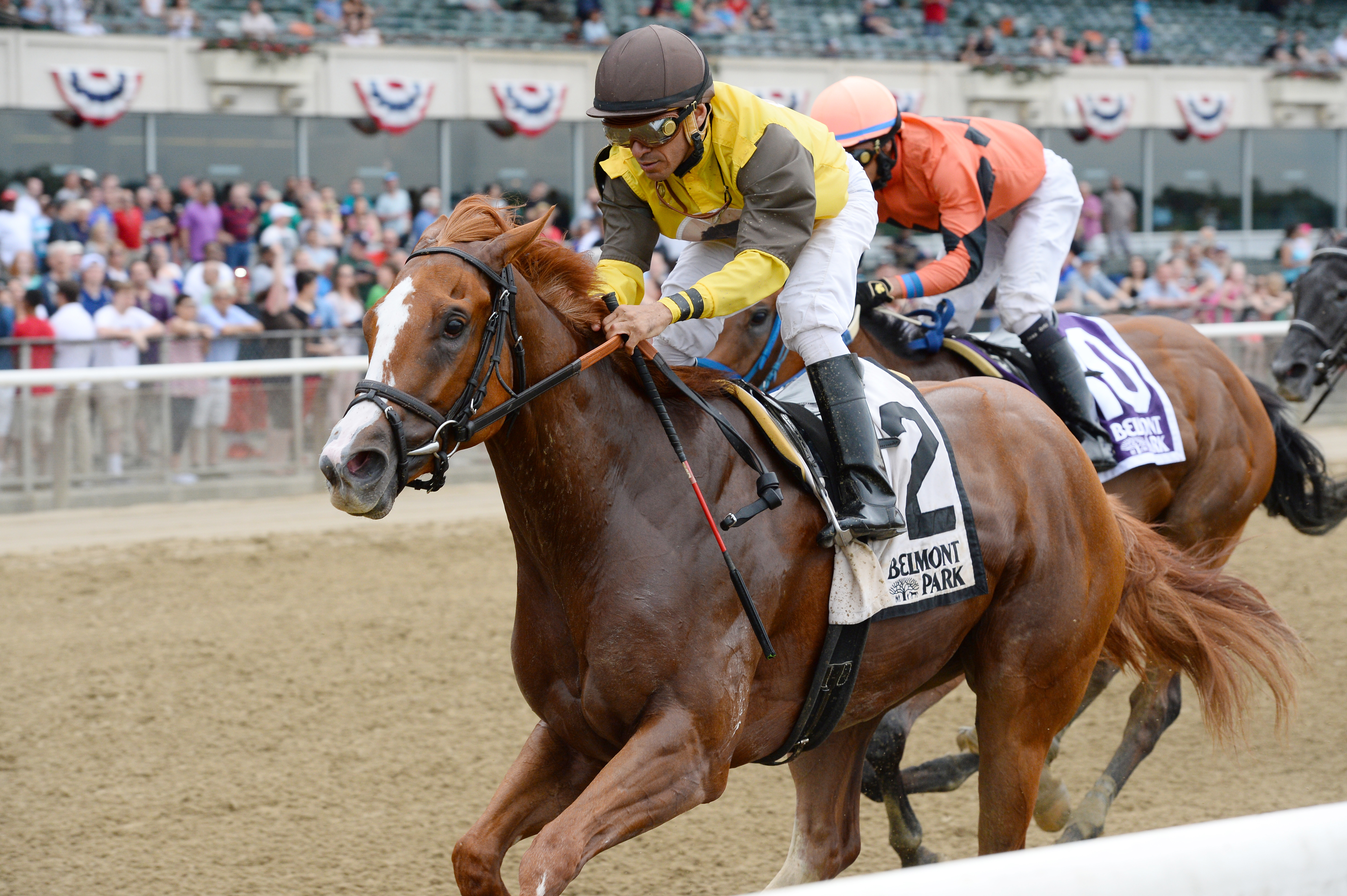Flatterywillgetyou wins the 2016 Bouwerie Stakes