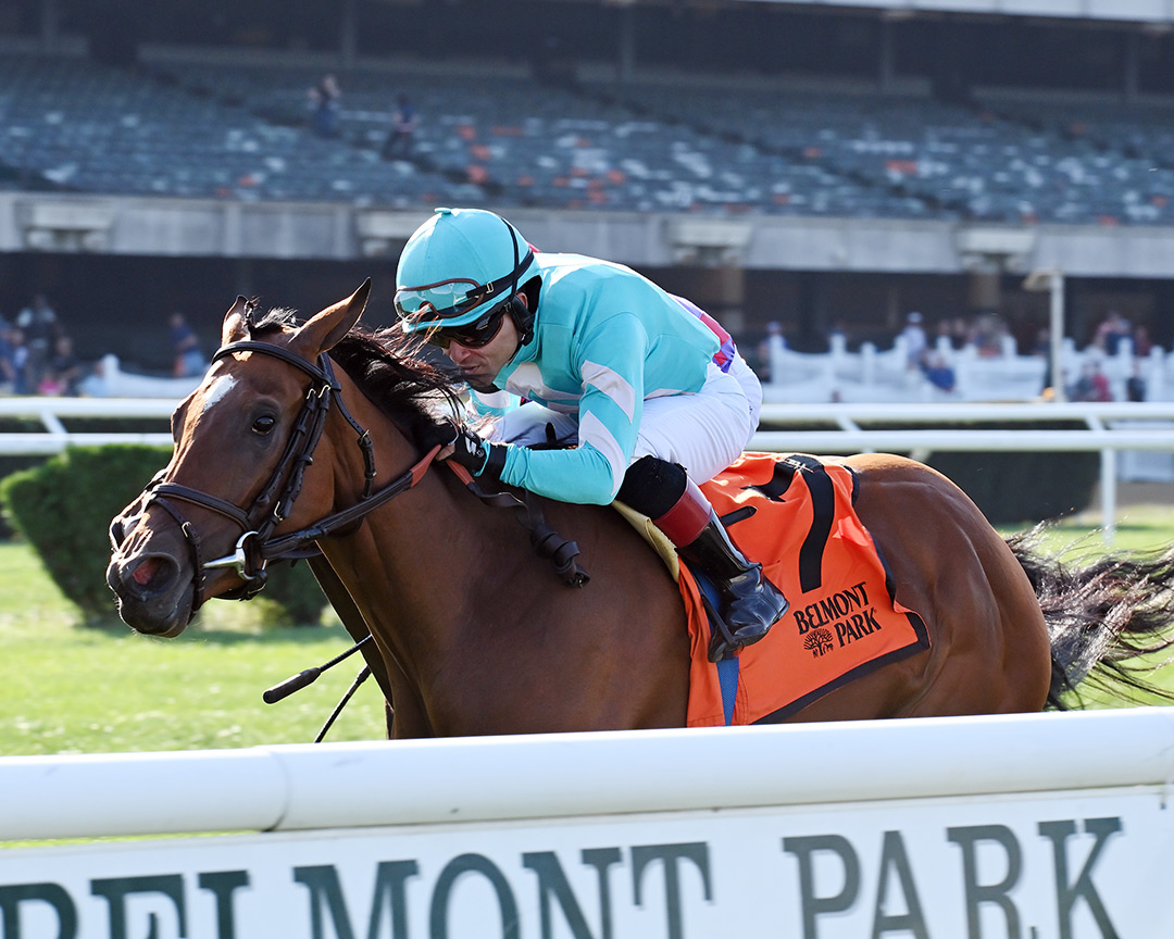 Fluffy Socks wins the 2021 Sands Point Stakes at Belmont Park