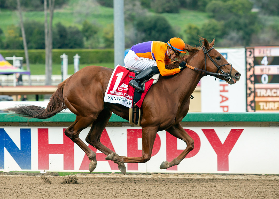 Forbidden Kingdom wins the 2022 San Vicente Stakes at Santa Anita