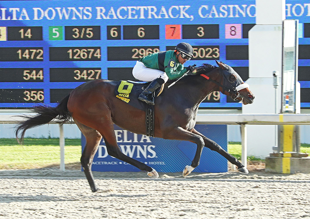 Free Like a Girl wins the 2021 Louisiana Jewel Stakes at Delta Downs