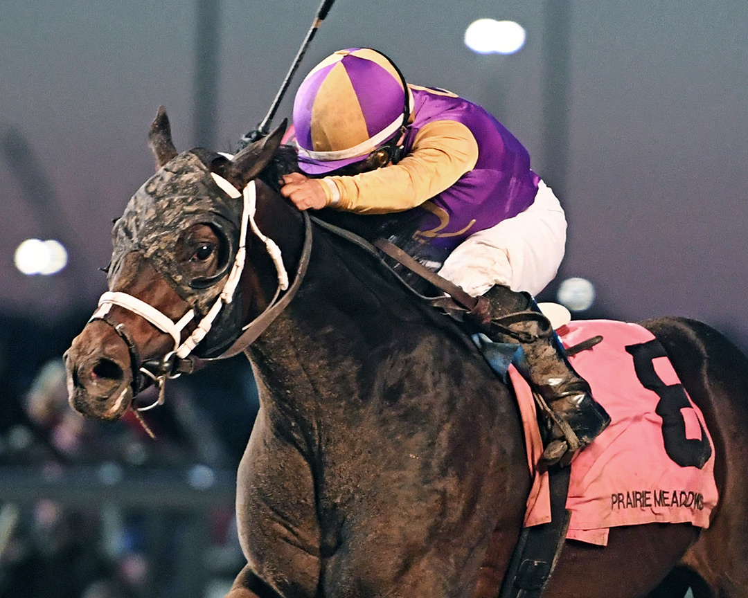 Gagetown wins the 2021 Prairie Mile Stakes at Prairie Meadows