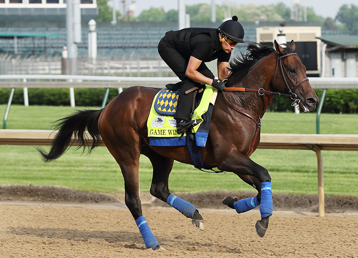 Game Winner trains at Churchill in April 2019