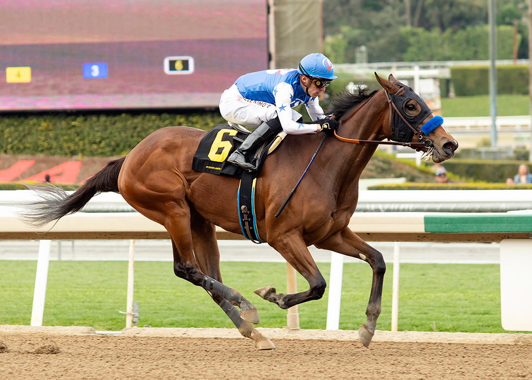 Ganadora wins a Feb. 26 maiden race at Santa Anita Park