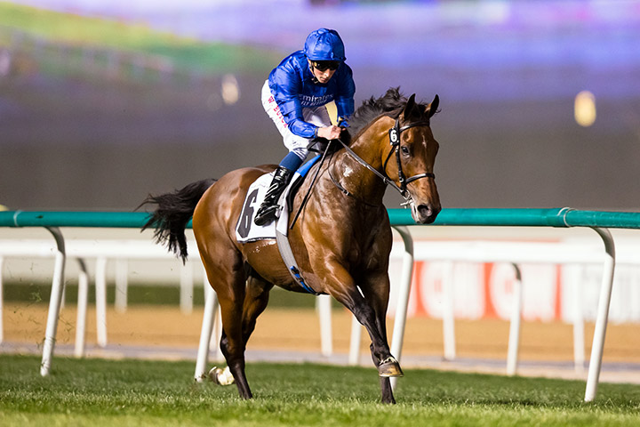 Ghaiyyath wins the 2020 Dubai Millennium Stakes at Meydan
