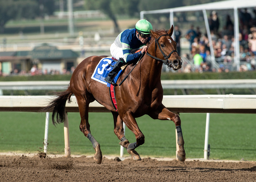 Giant Expectations wins the 2017 San Antonio Stakes at Santa Anita