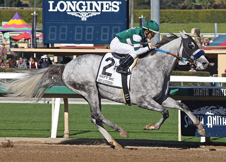 Gift Box wins the 2019 San Antonio Stakes at Santa Anita Park
