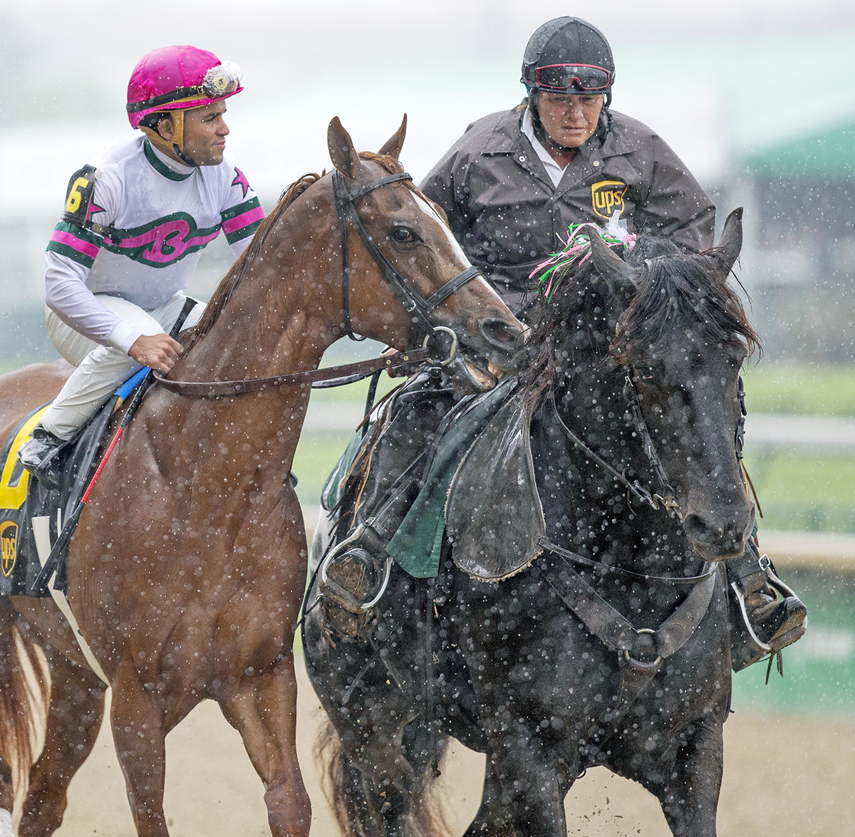 Monie Goetz with pony Harley and Behavioral Bias before a May 5 allowance