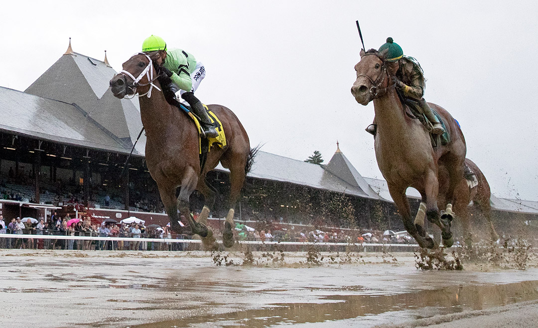 Goin' Good (left) wins the 2021 Coronation Cup Stakes at Saratoga Race Course