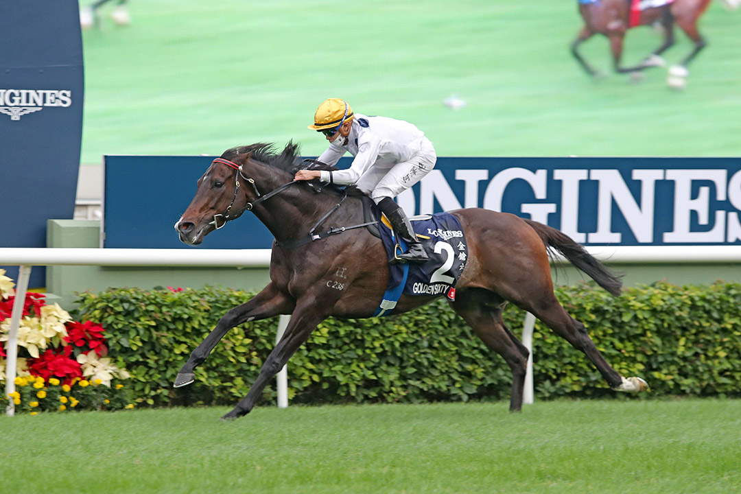 Golden Sixty wins the 2020 Hong Kong Mile at Sha Tin Racecourse