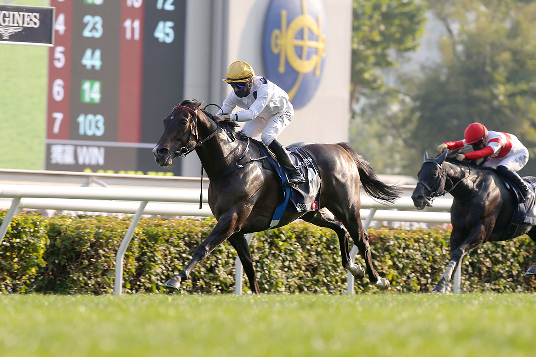 Golden Sixty wins the 2021 Hong Kong Mile at Sha Tin Racecourse
