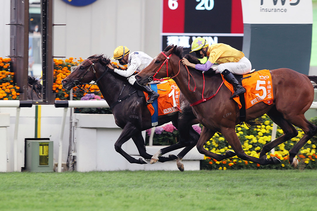 Golden Sixty wins the 2021 Champions Mile at Sha Tin Racecourse