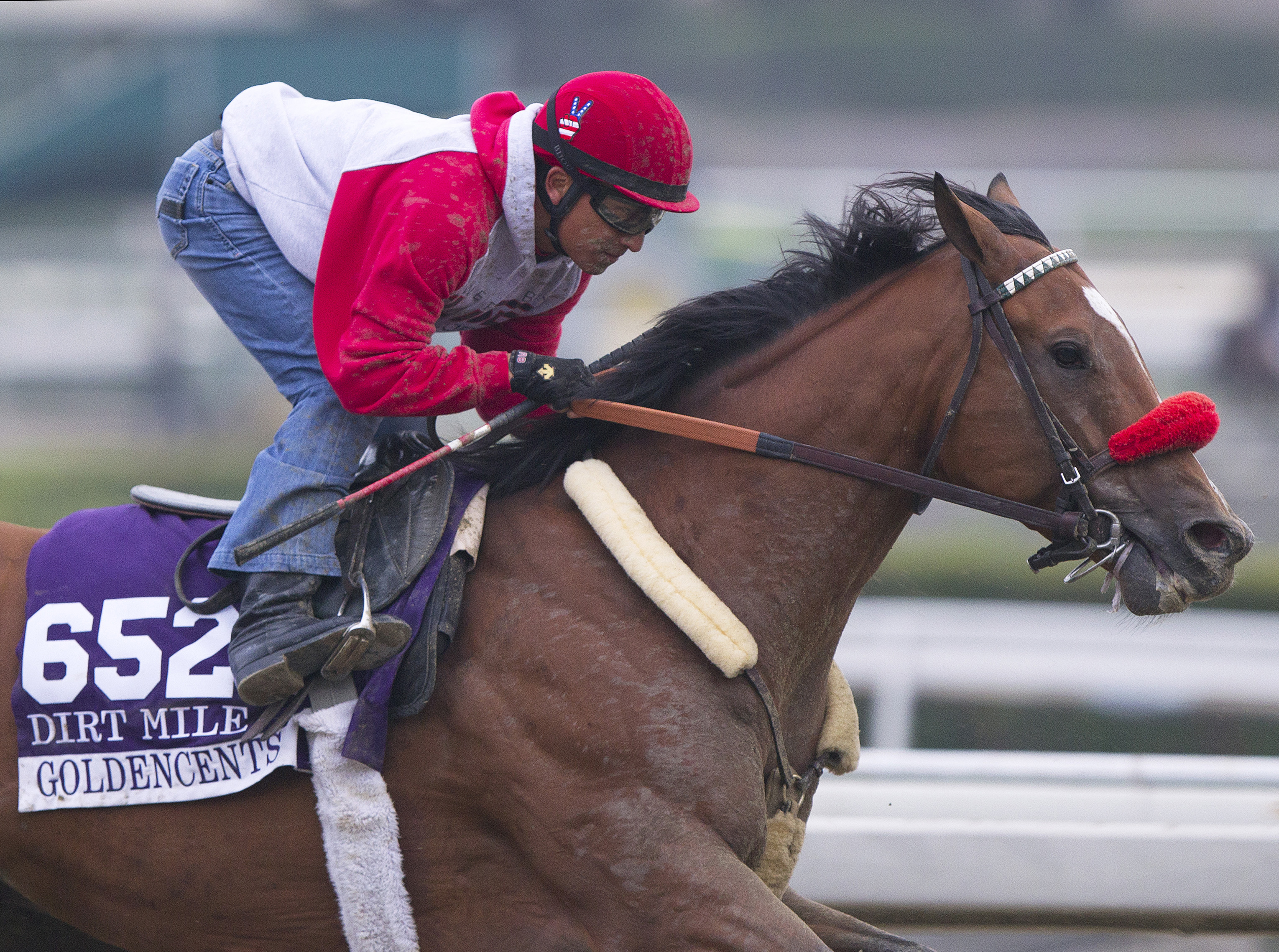 Goldencents training at Santa Anita