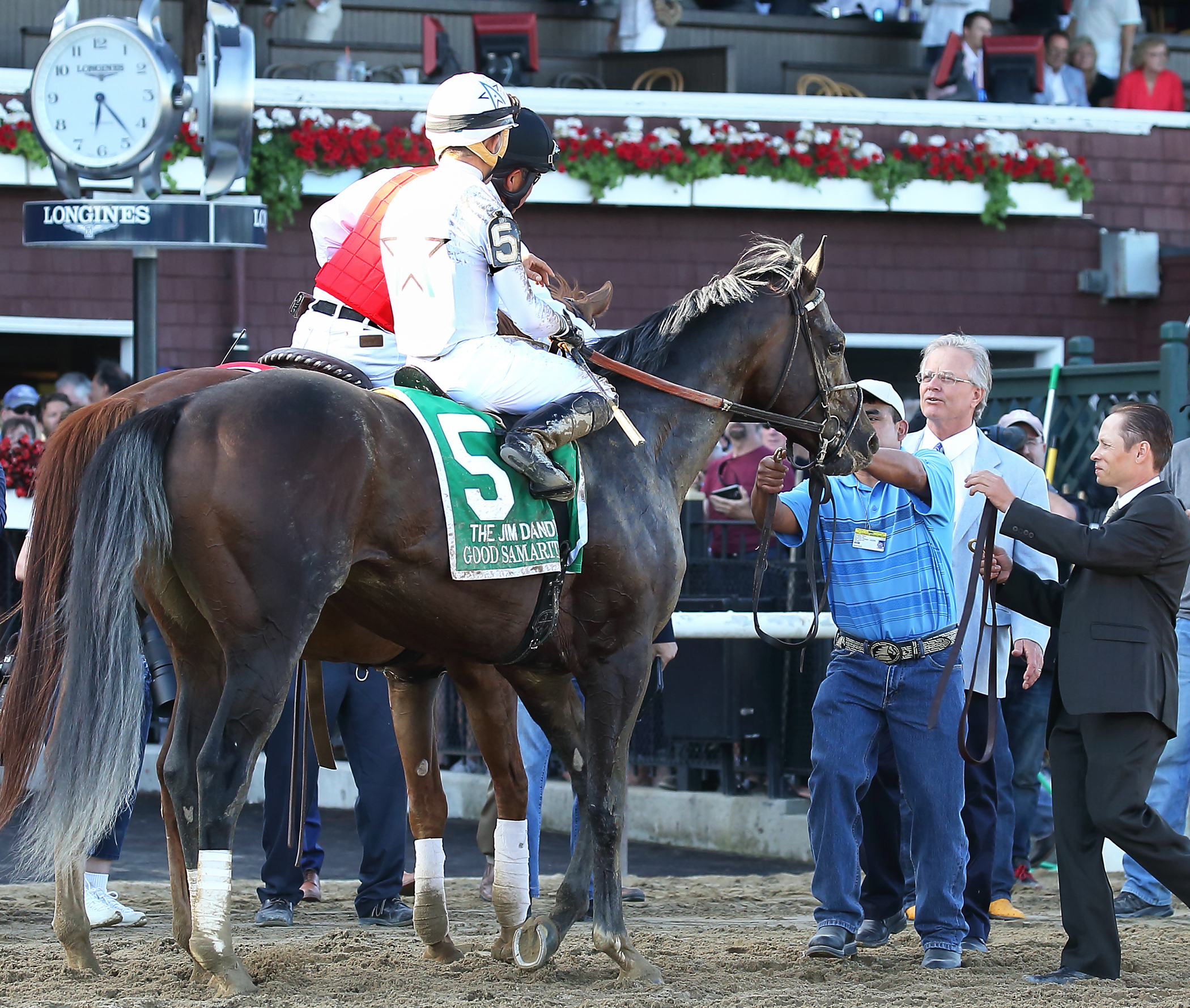 Good Samaritan with trainer Bill Mott after winning the Jim Dandy