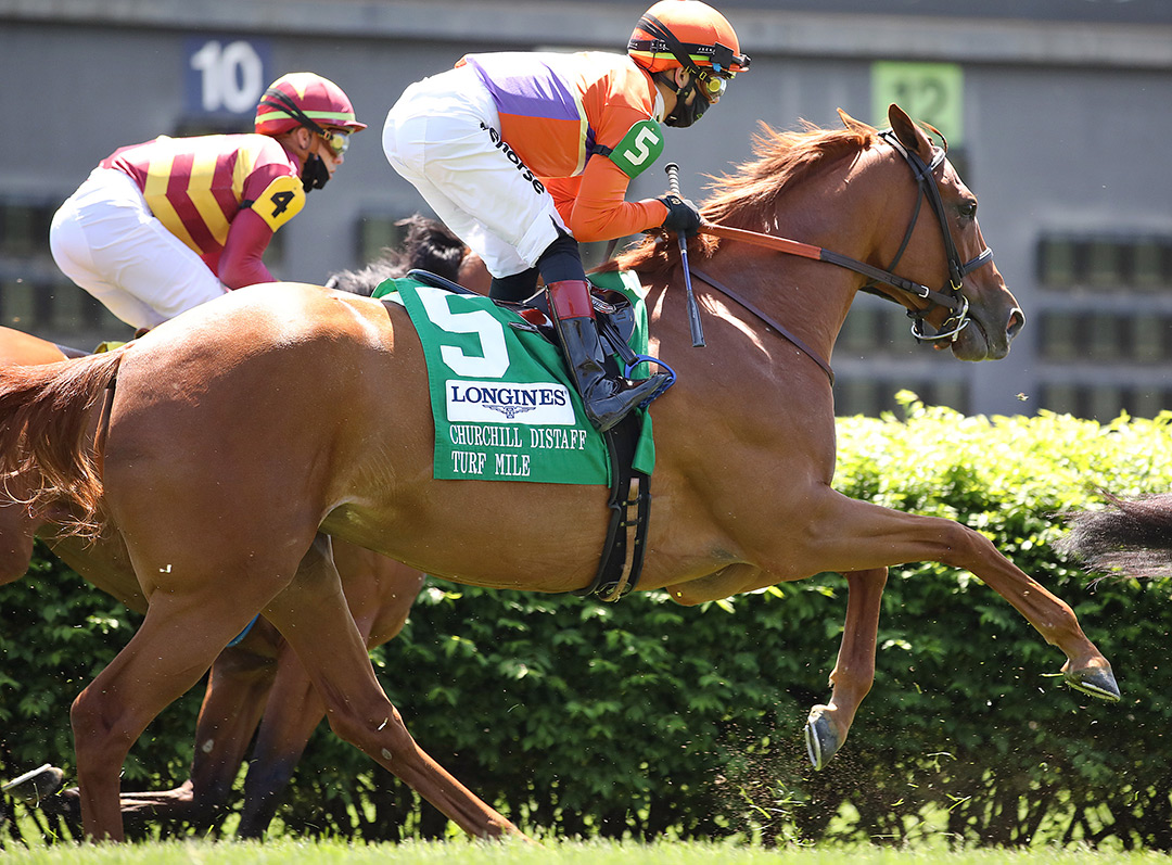 Got Stormy finishes fifth in the 2021 Churchill Distaff Turf Mile at Churchill Downs