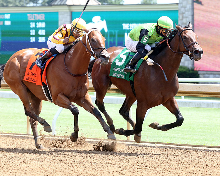 Guarana (right) wins the 2020 Madison Stakes at Keeneland