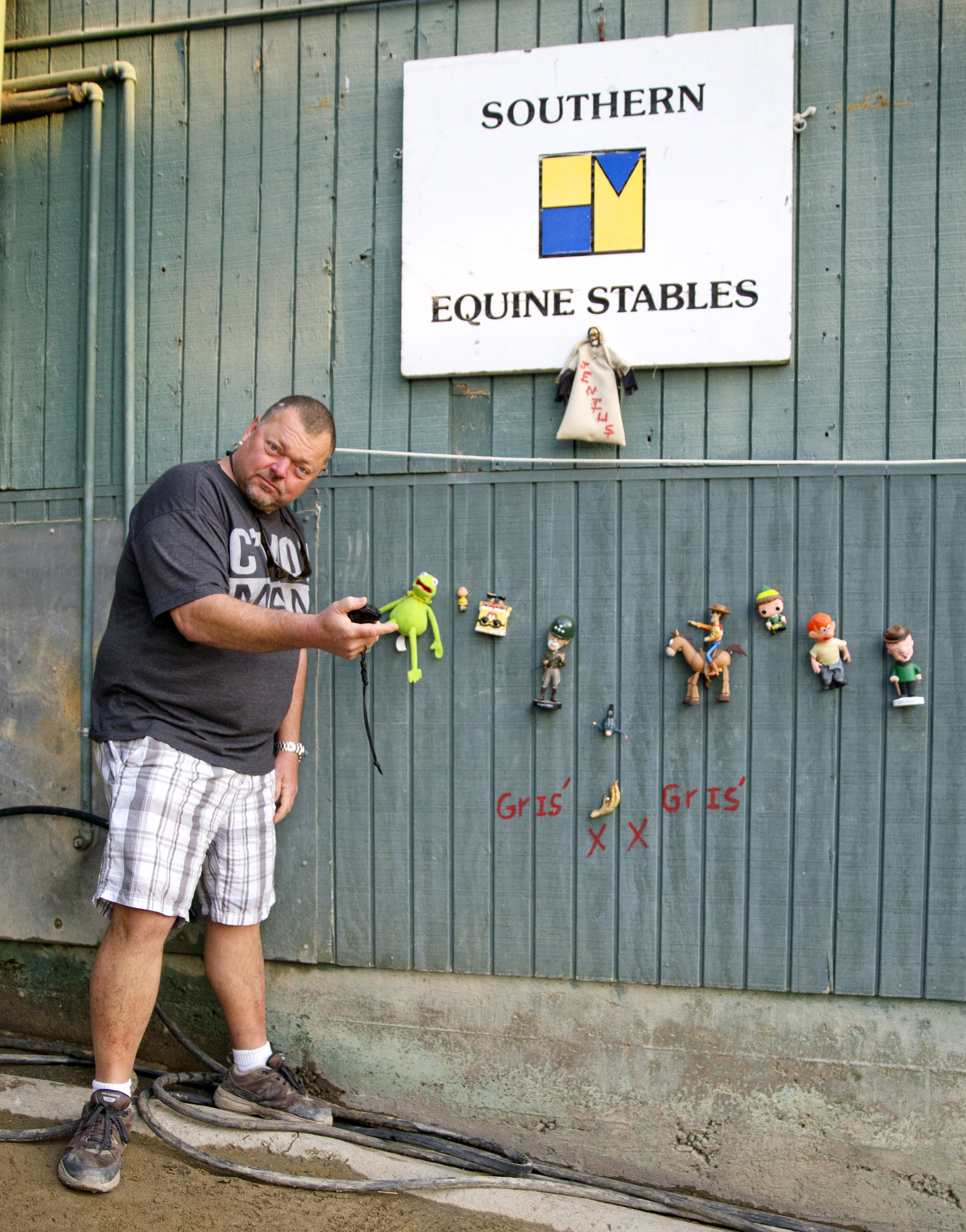 Trainer Eric Guillot and his voodoo wall