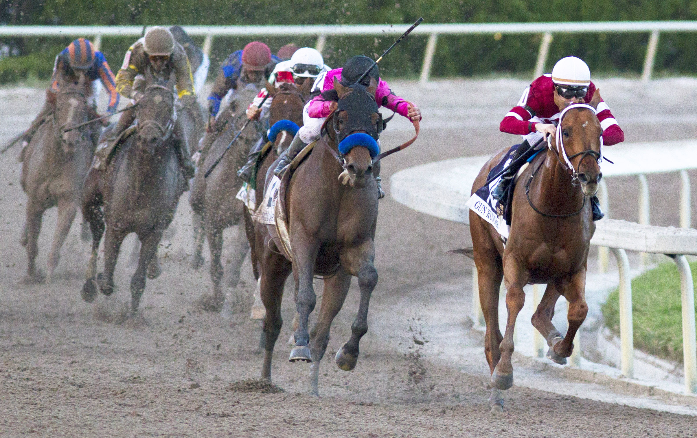 Gun Runner and West Coast enter the stretch of the Pegasus World Cup