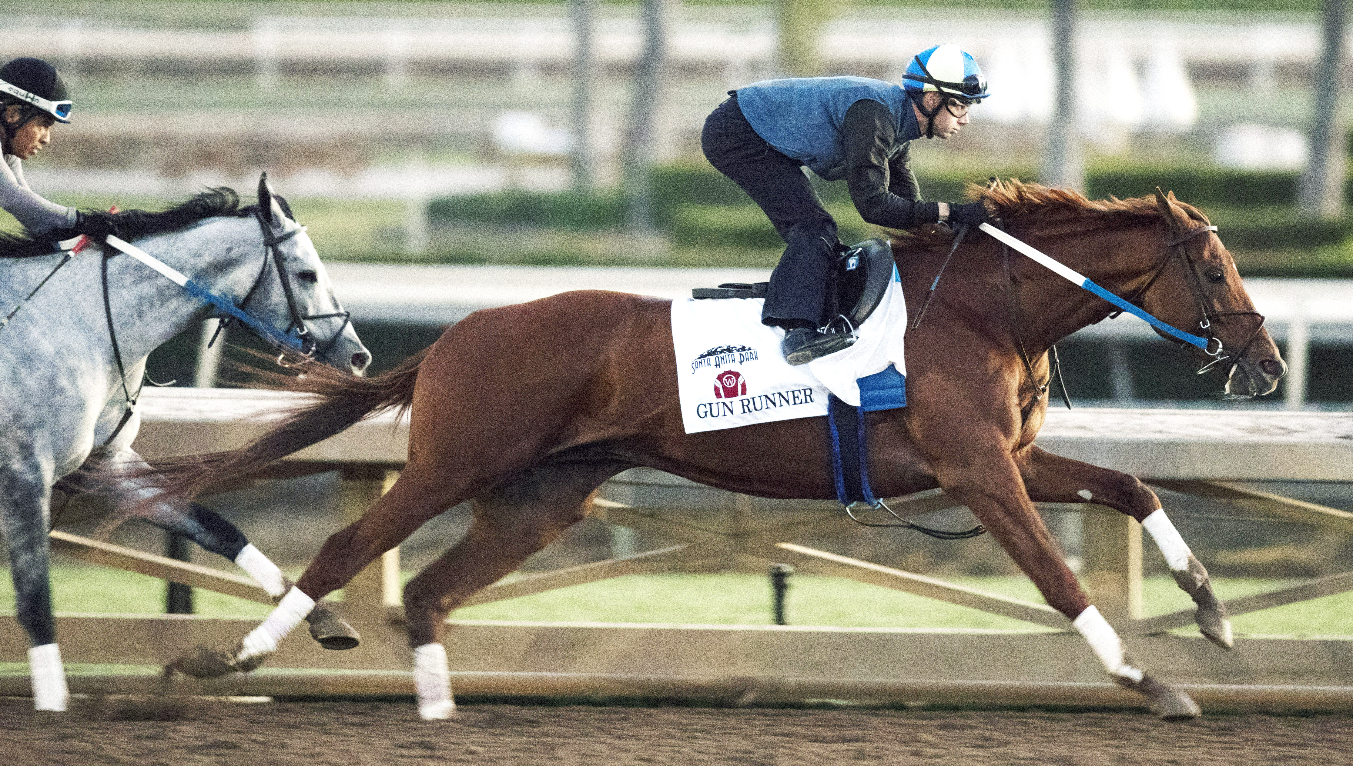 Gun Runner trains at Santa Anita on Oct. 23