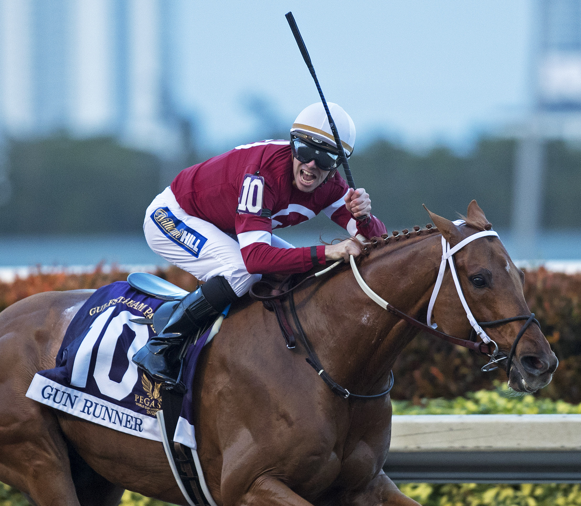 Florent Geroux on Gun Runner in 2018 Pegasus