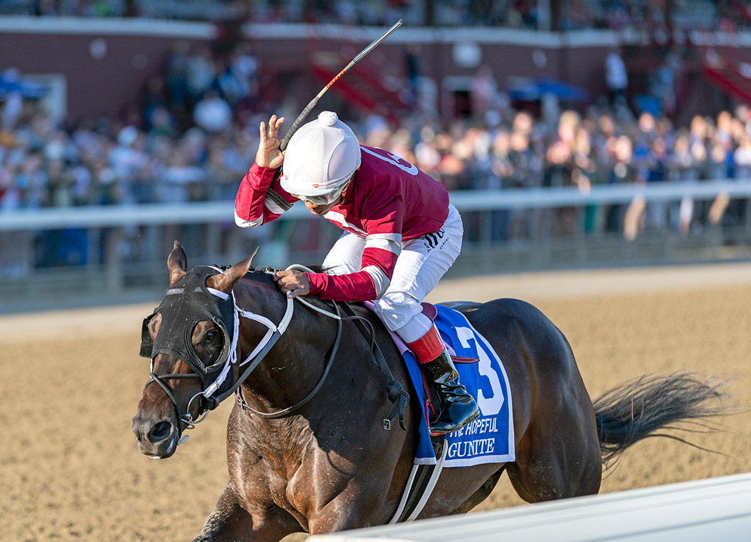 Gunite wins the 2021 Hopeful Stakes at Saratoga Race Course