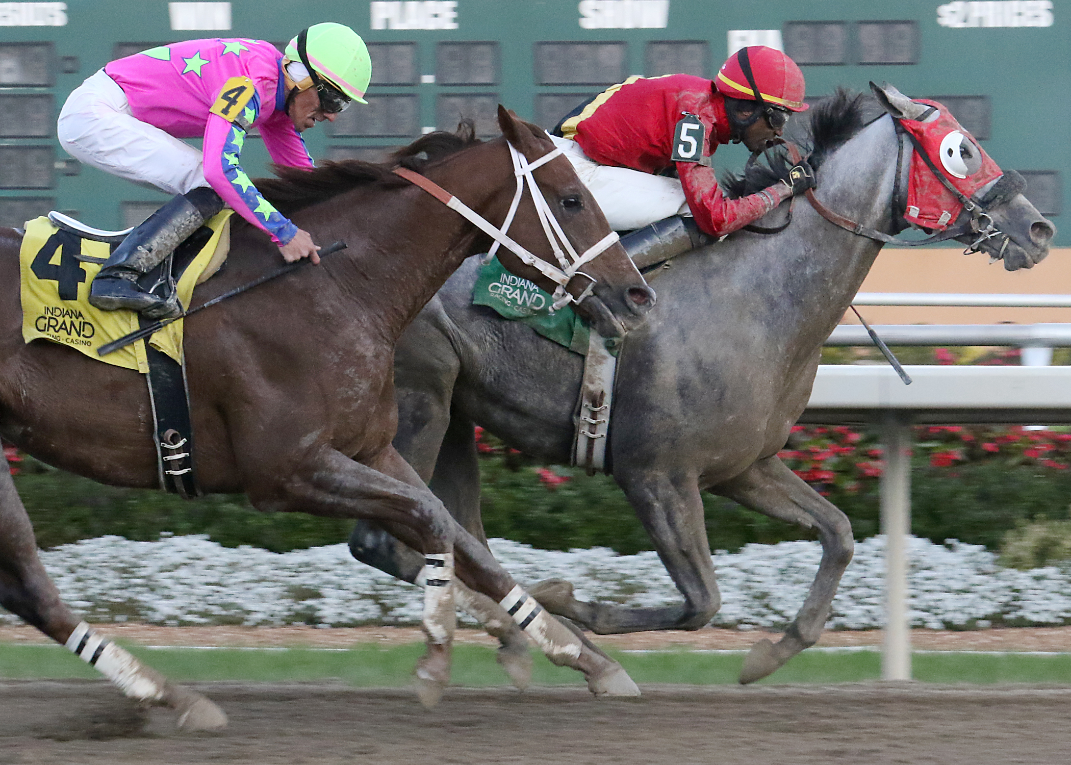 Huntstown (inside) wins the 2017 To Much Coffee Stakes